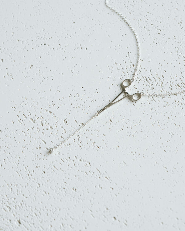 Erin Necklace with Diamond Drop in Silver - Image 3
